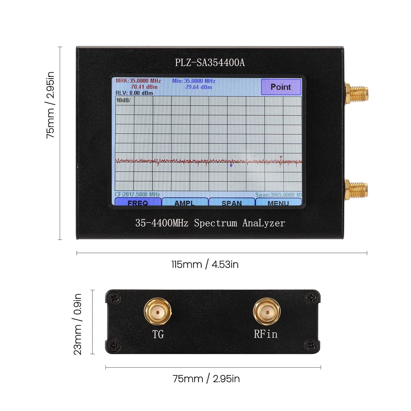 AMAZWI Antennenanalysator Spektrum-Netzwerkanalysator Signal/Tracking-Quelle 35-4400 MHz Amplitude Bandbreite Frequenz LCD-Farbdisplay Vollständiger Touchscreen Spektrumanalysatoren