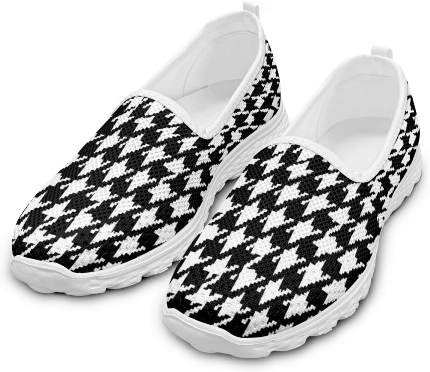 Checkered Round Toe Cute Shoes for Office Work Women Elegant Slip On Flat Lightweight Comfortable Walking Shoes Women Summer Casual Daily Wear Gifts for Wife Mom Sister