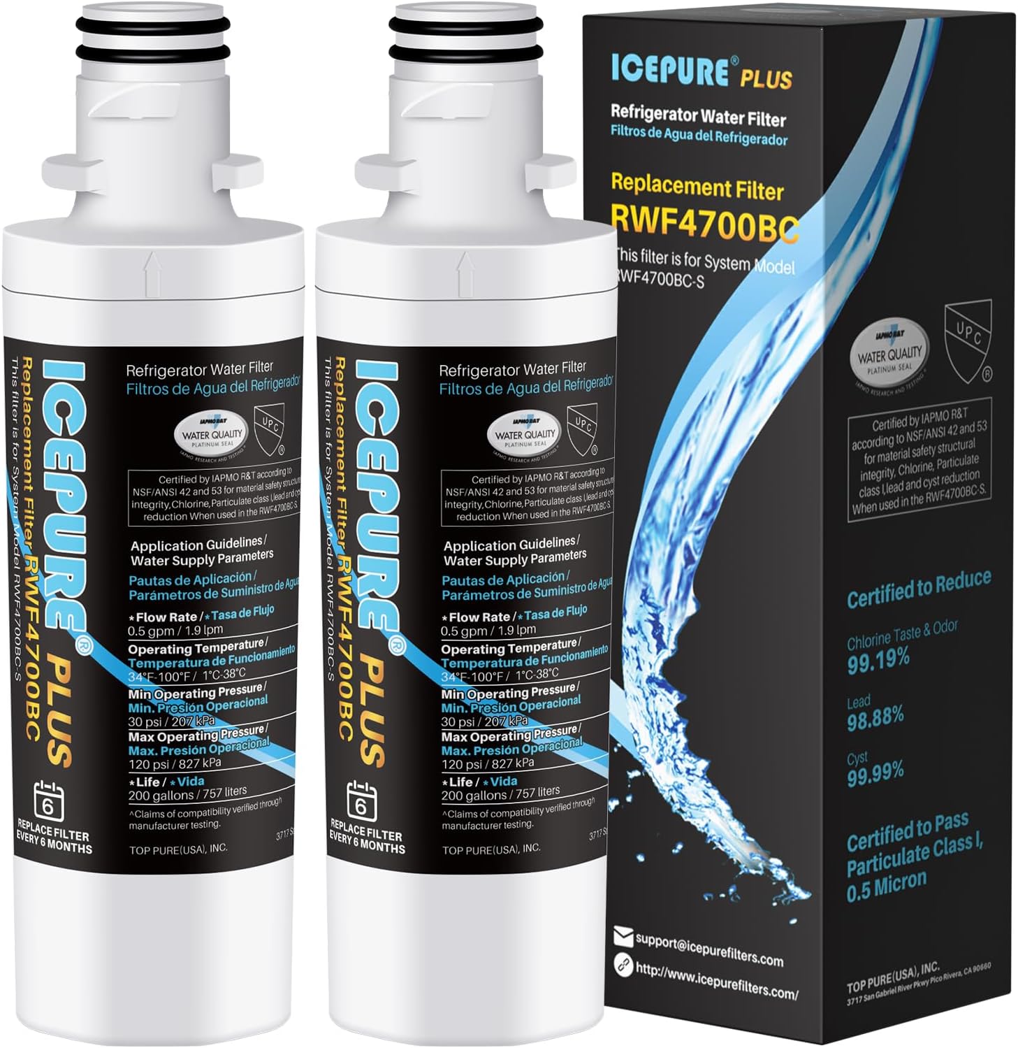 ICEPURE PLUS ADQ747935 NSF/ANSI 53 Certified Replacement for LG LT1000P, Kenmore Elite 9980 LT1000PC ADQ74793501 LT1000 MDJ64844601 RWF4700AC LFXS26973S Refrigerator Water Filter, 2PACK