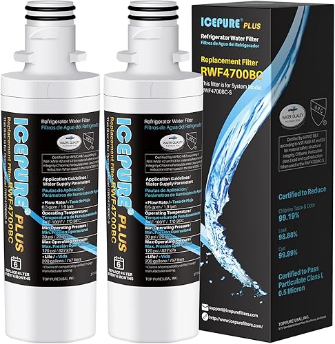 ICEPURE PLUS ADQ747935 NSF/ANSI 53 - Repuesto certificado para LG LT1000P, Kenmore Elite 9980 LT1000PC ADQ74793501 LT1000 MDJ64844601 RWF4700AC