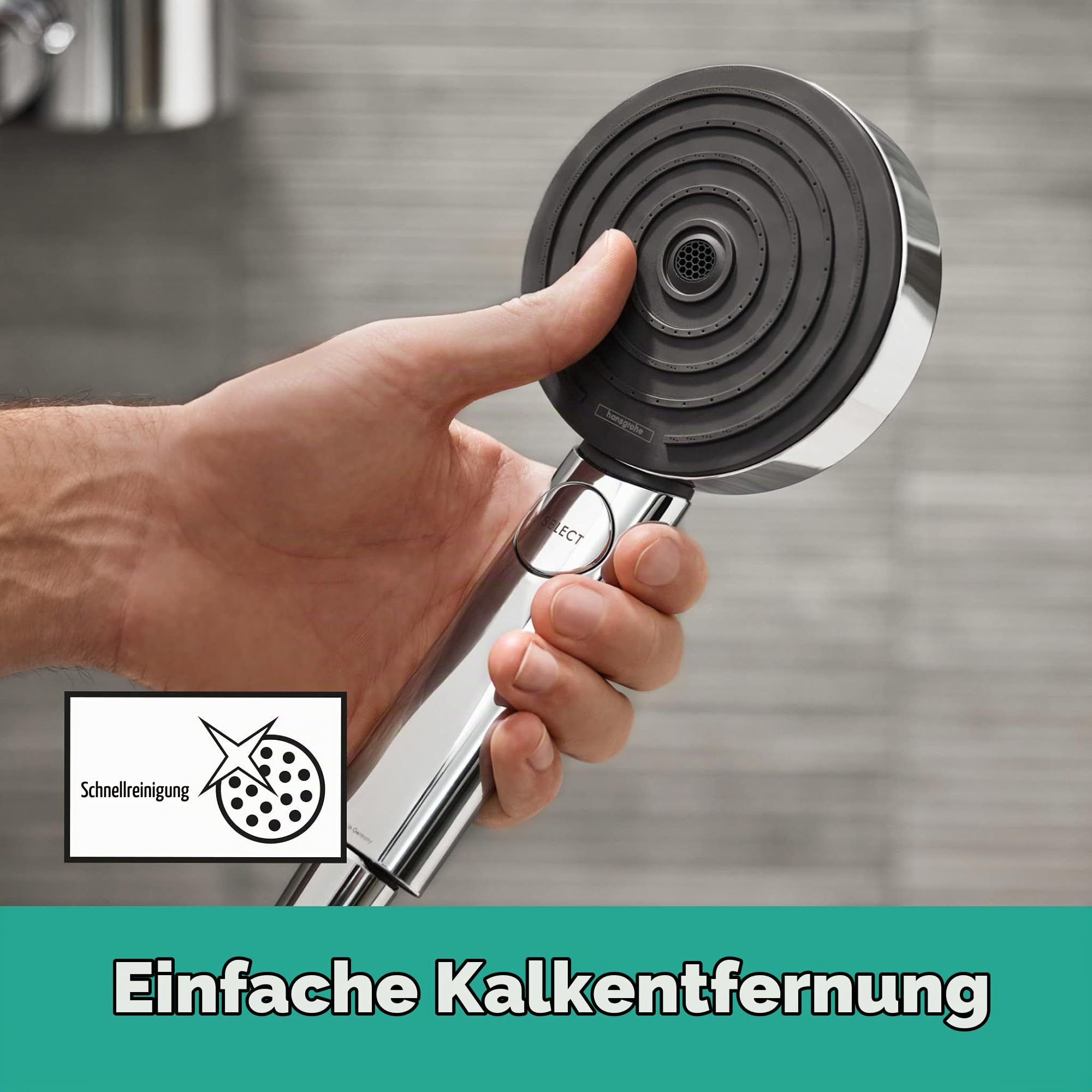 hansgrohe Duschset Pulsify Select S, Duschkopf wassersparend mit Schlauch und Halterung, verstellbar, Handbrause mit 3 Strahlarten Relaxation, Chrom