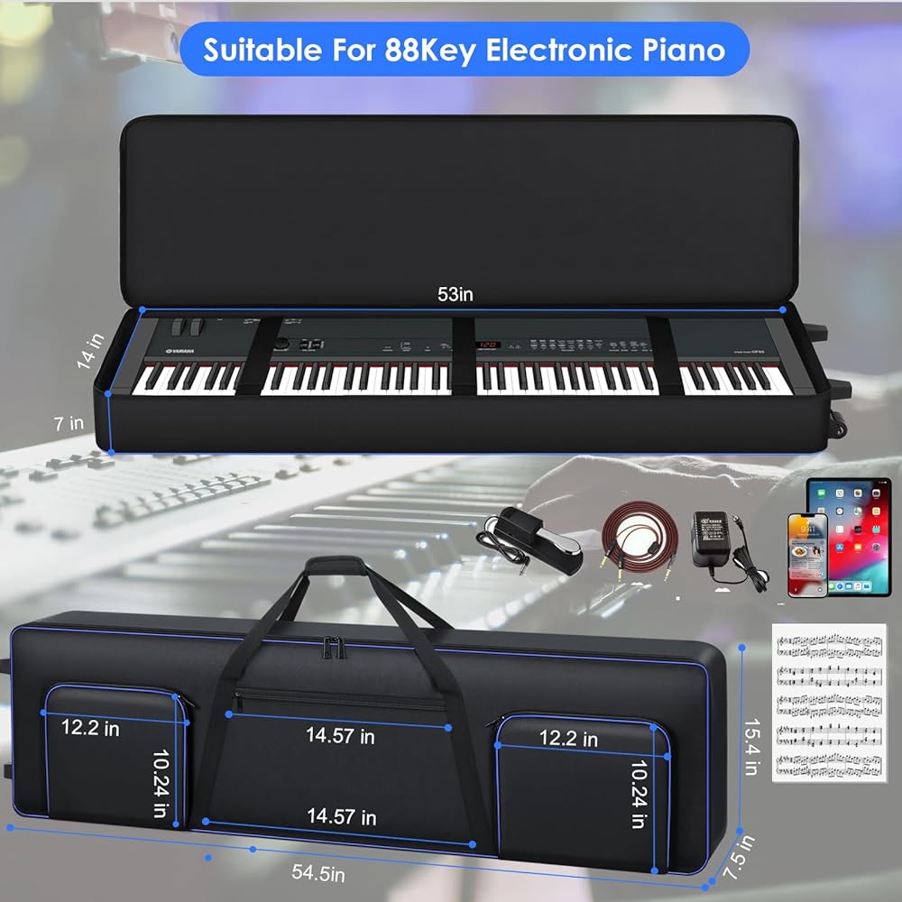 Amazon.com: tingroun 88 Key Keyboard Case With Wheels