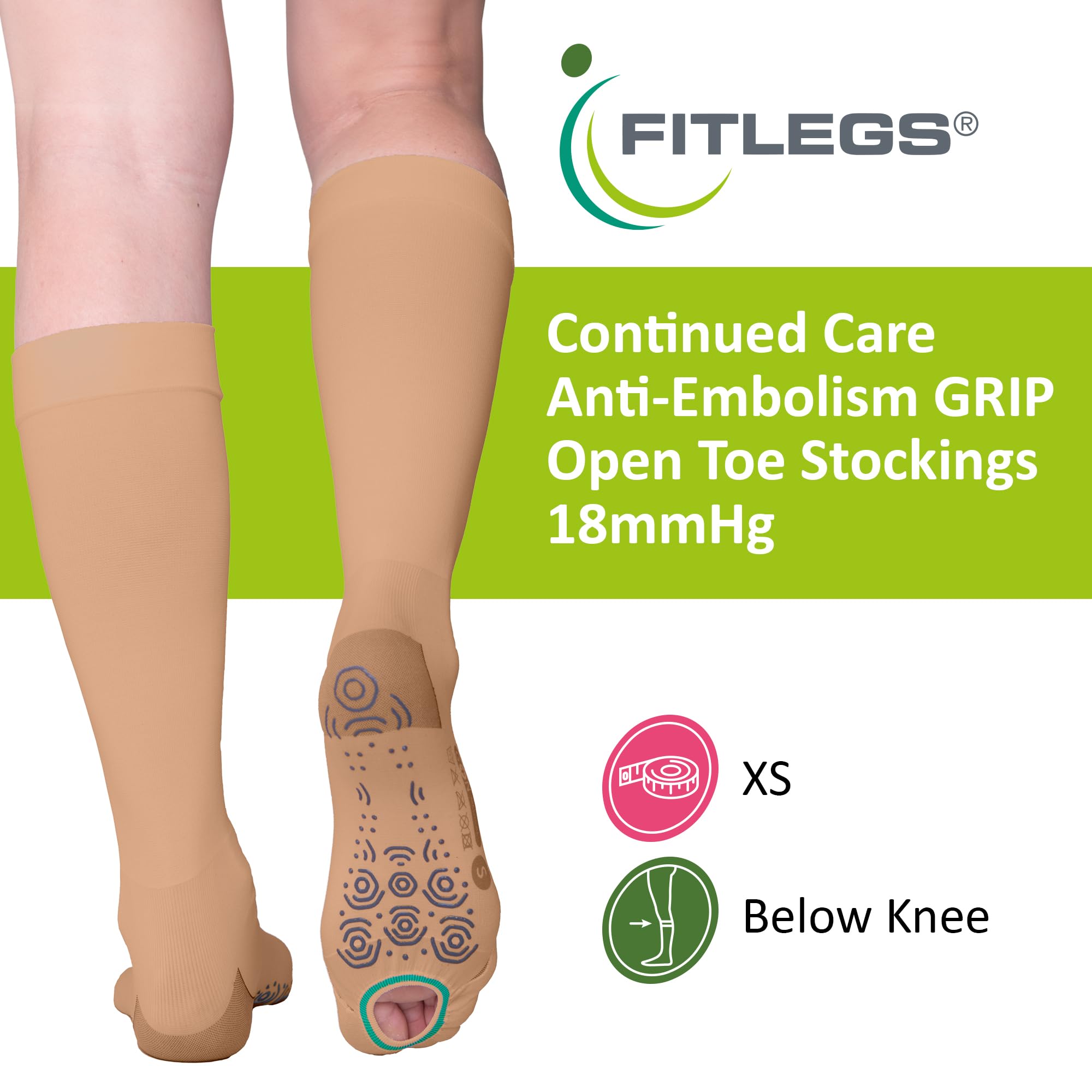FITLEGS AES Grip, Below Knee - Extra Small - Beige - Image 2
