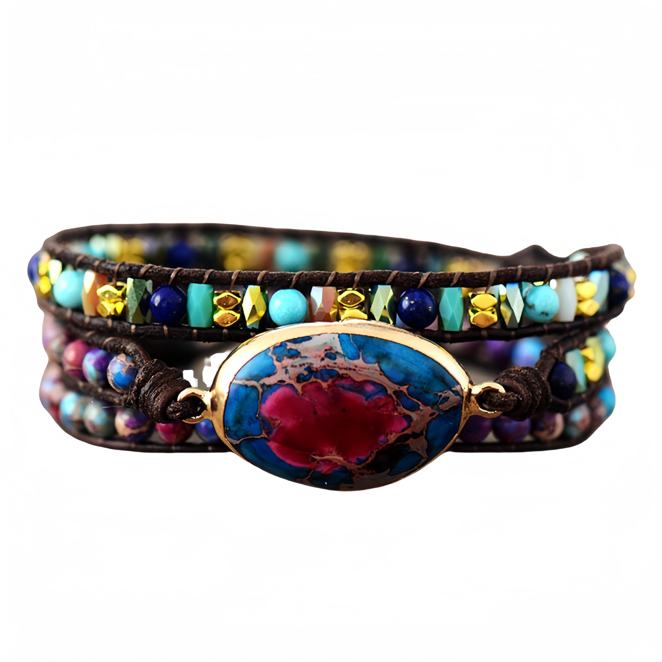 Bracciale in pietra blu ovale, bracciale intrecciato boho regolabile multistrato, bracciale con perline energetiche yoga per uomo e donna