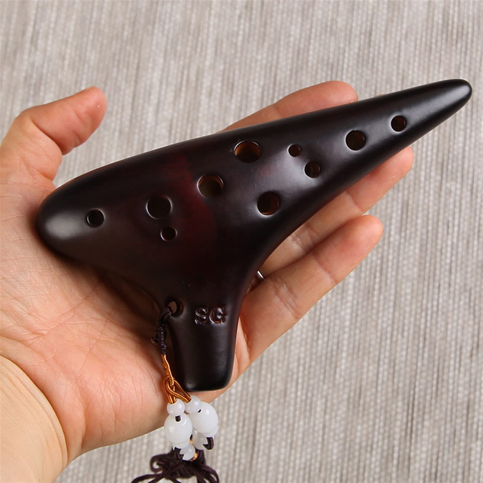 TSTS Instrument De Musique Ocarina G-Tune Aigu À 12 Trous Instrument À Vent Débutant en Céramique Fumée Ocarina Étudiant Ocarina Enfant