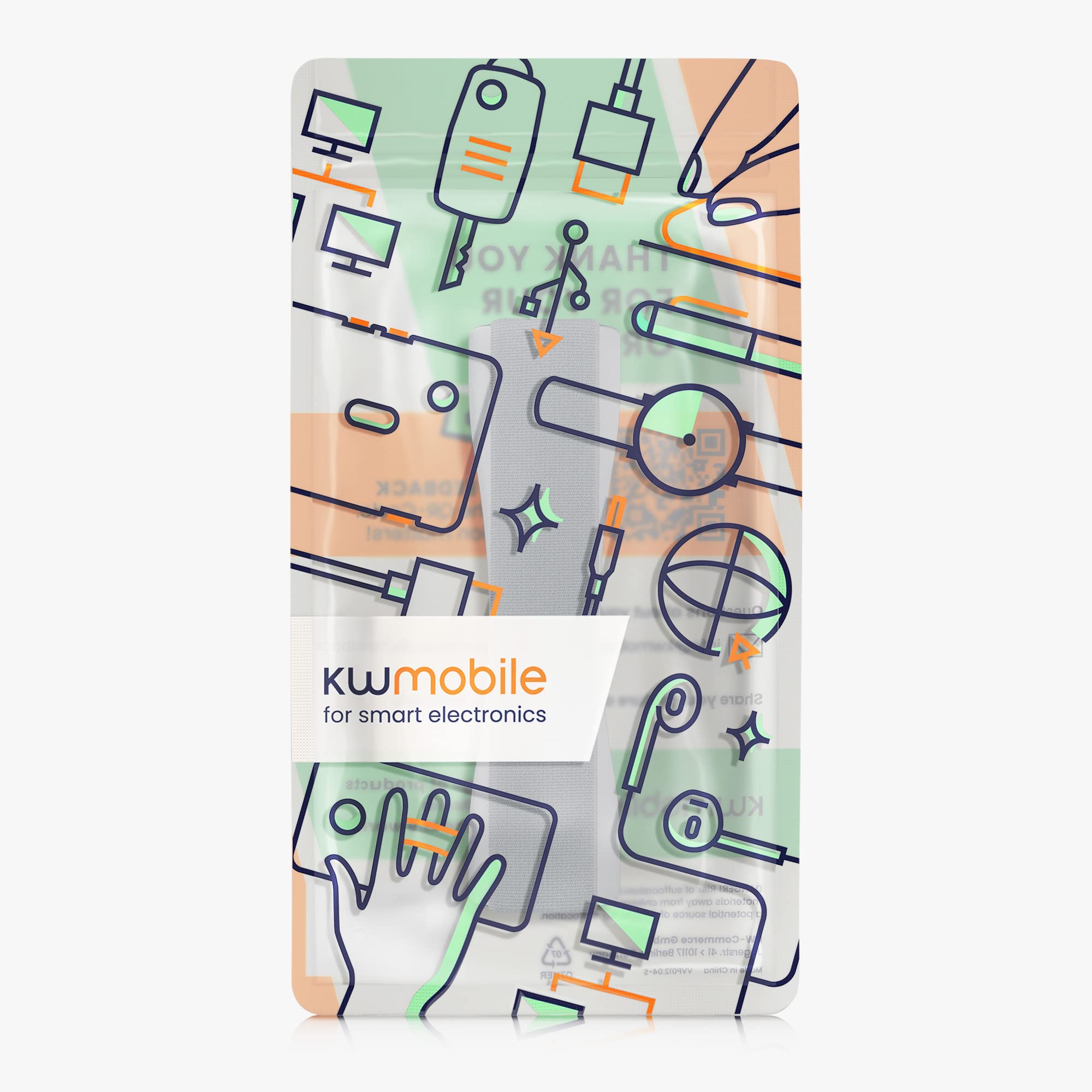 kwmobile Supporto Dita per Tablet Sostegno Adesivo Fascetta Elastica Impugnatura Mano Universale Compatibile con iPad Galaxy-Tab Porta Tablet argento