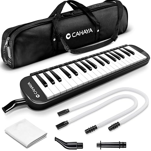 CAHAYA Melodica 37 Keys with Carrying Bag and 2 with Mouthpieces Air Piano Keyboard Musical Instrument for Kids and Adults, Black,Model CY0049-1 - 37 Keys-Black
