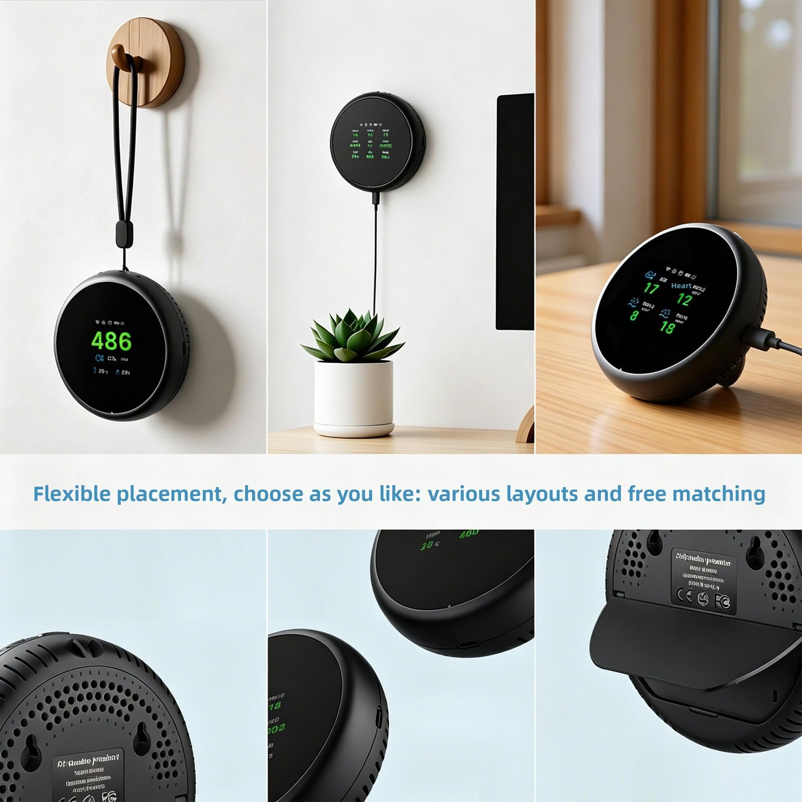 ASHATA Capteur de qualité D'air Intérieur CO2 PM2.5 TVOC HCHO Température