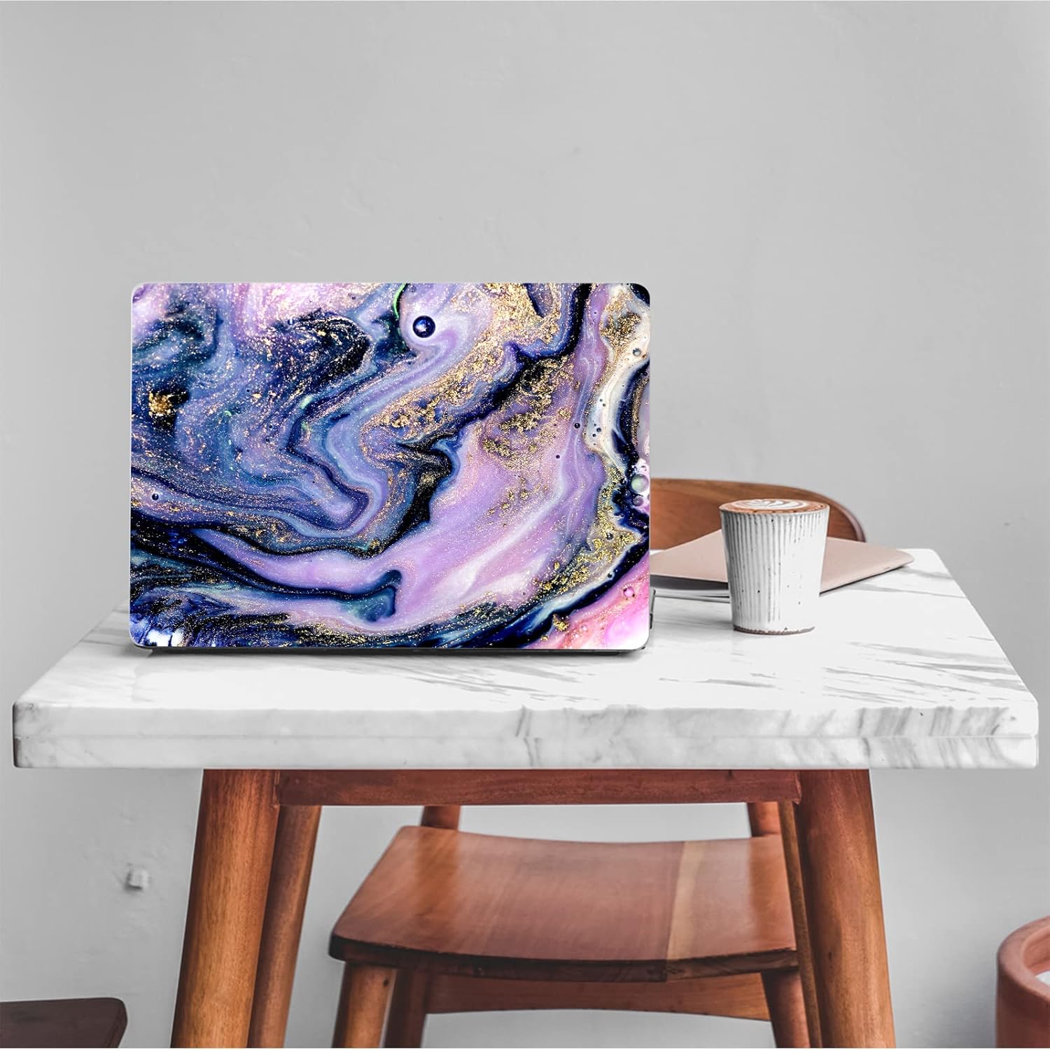 Compatible MacBook Air 13.6 inch Case 2022 Release Model: A2681 M2 Chip, Printed Pattern Hard Shell Laptop Sleeve and Keyboard Cover for MacBook Air 13.6, fine Marble 20