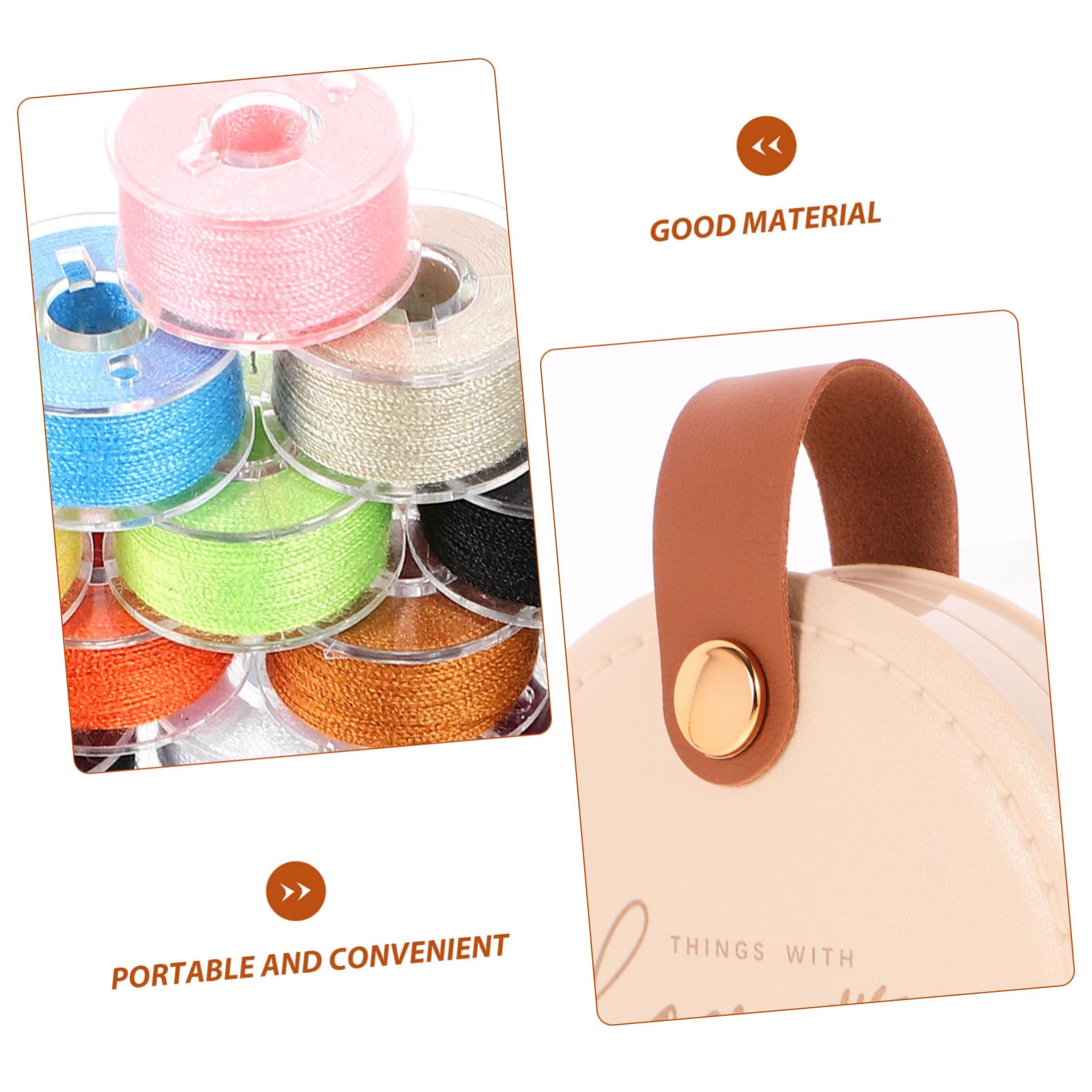 Costurero de Viaje Mini para Agujas y Clips, Abs Beige, Compacto