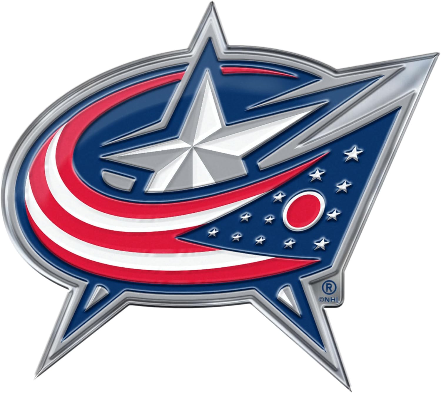 FANMATS 60484 - NHL - Columbus Blue Jackets Embossed Color Emblem | Star and Flag Primary Logo