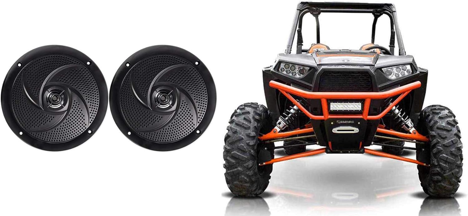 2 RockvilIe RSM65B 6.5" Waterproof Shallow Slim Speakers for RZR/ATV/UTV/Cart