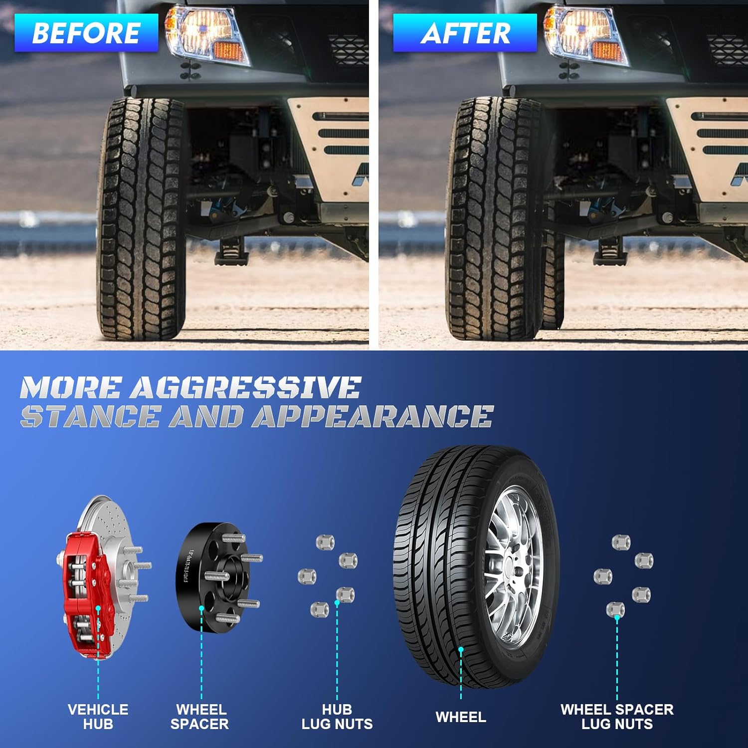 5x4.75 Wheel Spacers 1.5" (38mm) Bore 70.5mm with M12X1.5 Studs for Chevy S10 Camaro Corvette Impala | GMC S15 Sonoma Jimmy | Pontiac Firebird GTO Phoenix | Cadillac XLR, 2PCS 5x120.65mm Wheel Adapter