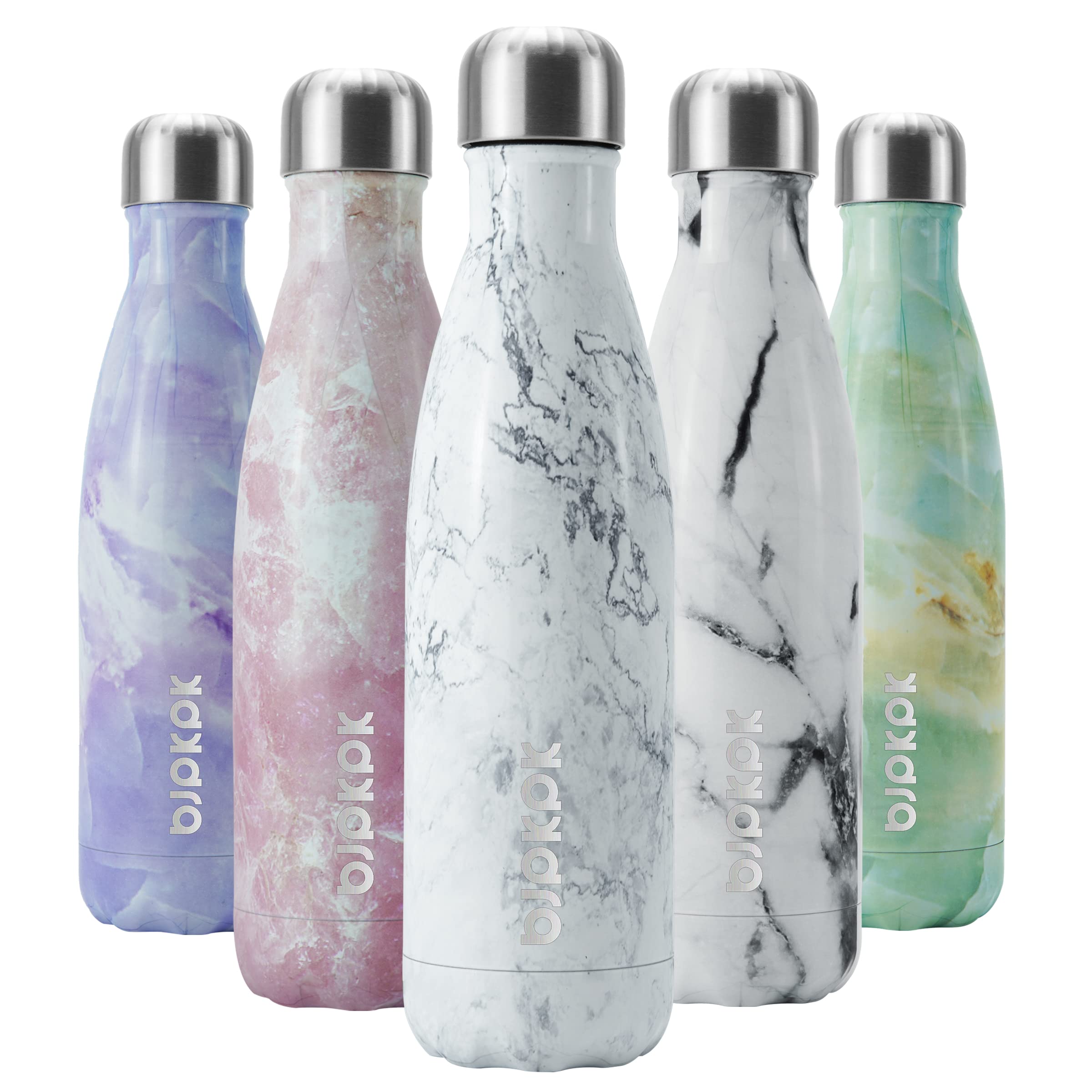 BJPKPK 17 oz Small Insulated Water Bottle, Stainless Steel, Leak Proof | Double Wall Vacuum, Keeps Hot/Cold, Sweatproof, BPA Free, Spill Proof, Travel & Sports, Ice Ice 17 Ounces