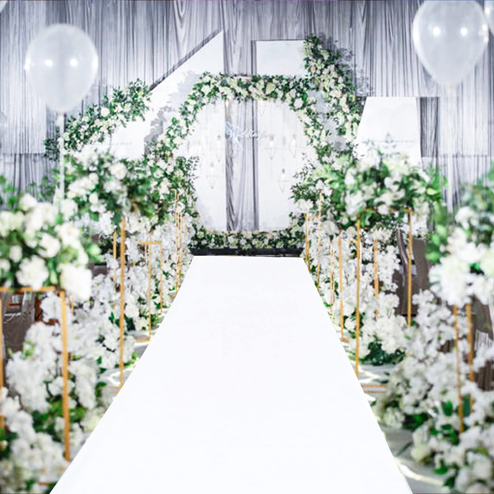 Decorazioni di Nozze Corridoio Corridoio per Interni Esterni, Tappeto Bianco per Cerimonia di Eventi, Tappeti Runner Pavimento Antiscivolo 2 mm, Tappeto per Ricevimento, Tappeto, 10 m 20 m 30 m 50 m (