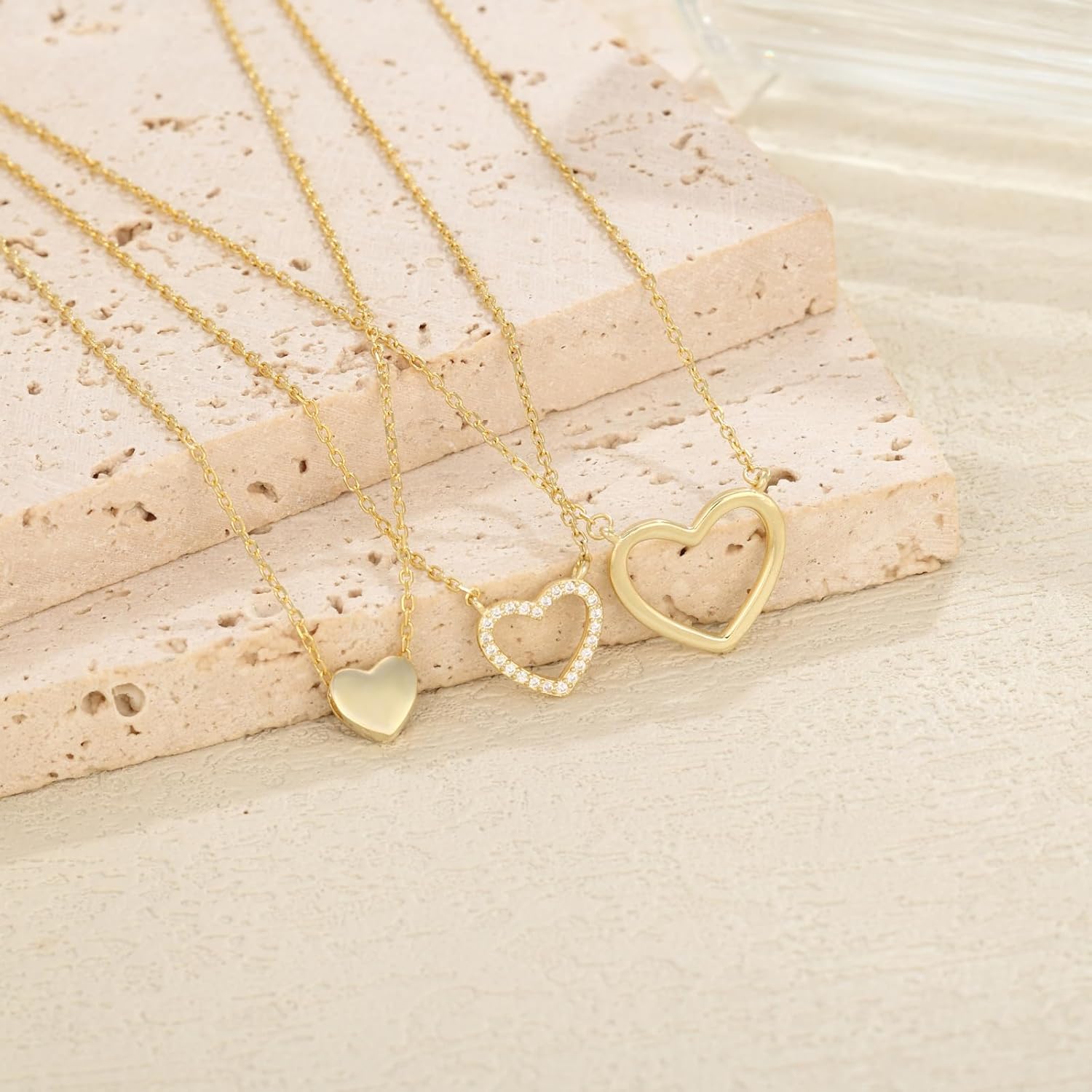 925 Sterling Silver Heart Necklace for Women Non-tarnish 14K Gold Plated Necklaces Dainty Cubic Zirconia Love Pendant Adjustable Chain Necklace for Women Hypoallergenic - Image 5