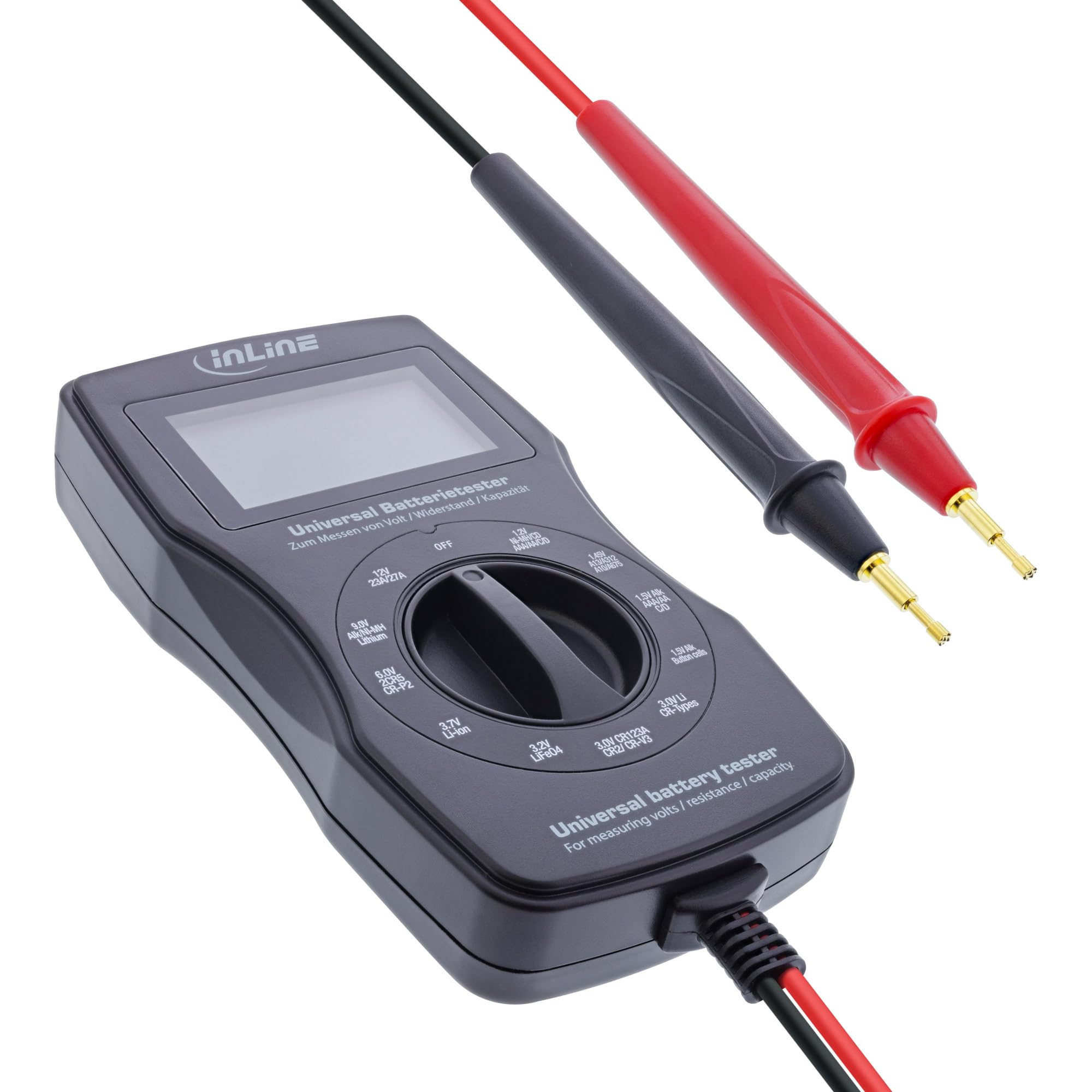 InLine Wielofunkcyjny tester baterii, miernik z wyświetlaczem LCD, 01285T