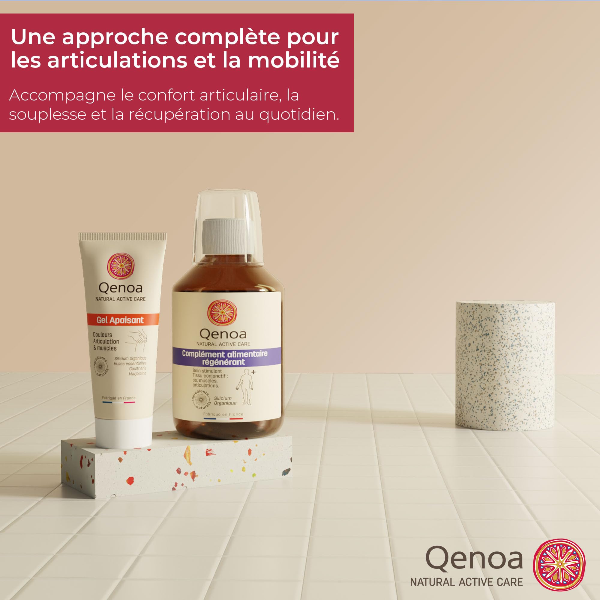 Lot Gel Apaisant 75ml + Complément Alimentaire Régénérant 500ml - Silicium Durable, Gel pour les articulations et les muscles, Complément articulaire naturel, Douleurs Musculaires sport