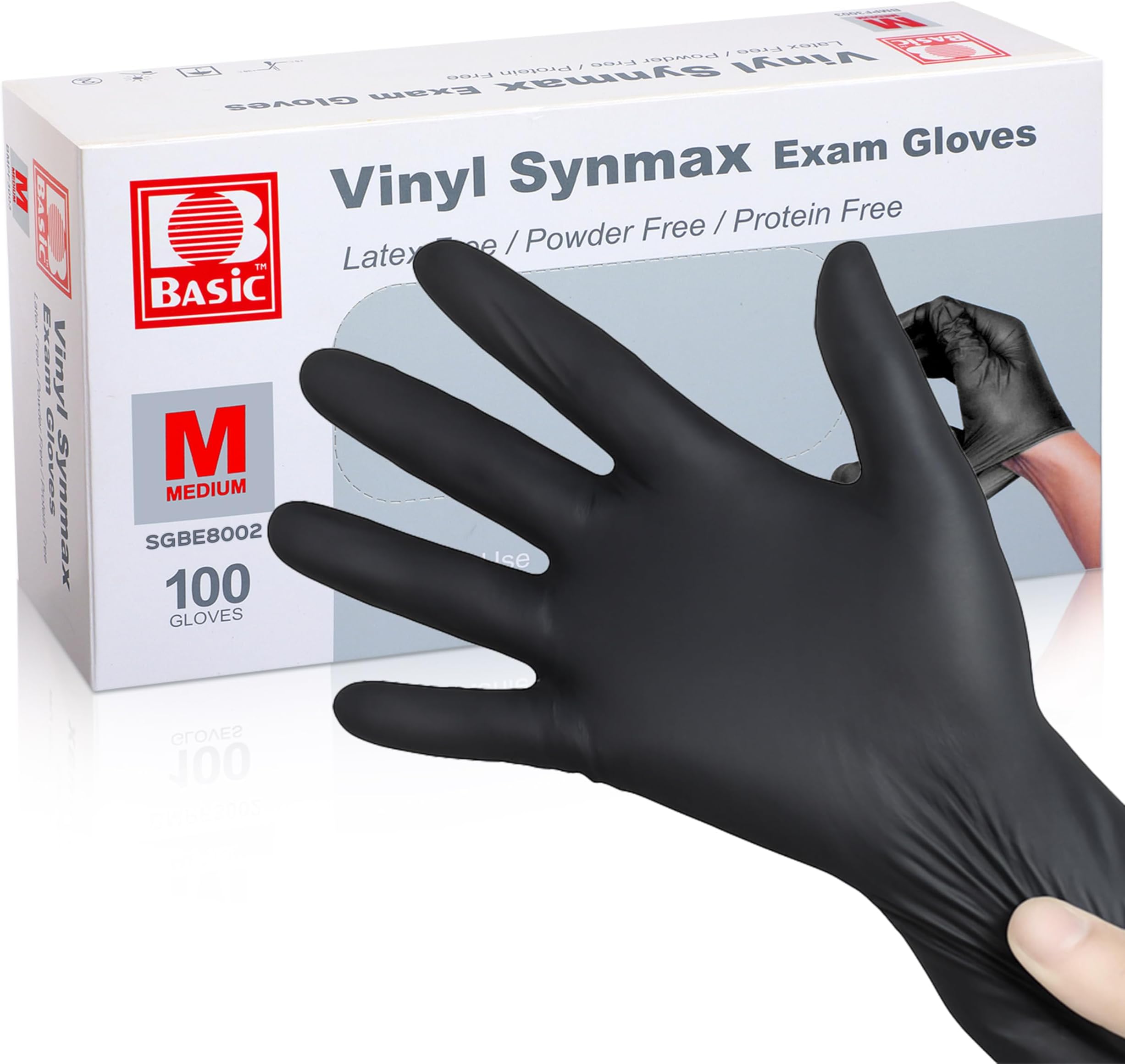 Disposable Medical Black Vinyl Exam Gloves Industrial Gloves - Latex-Free & Powder-Free 100PCS (BK-Medium)