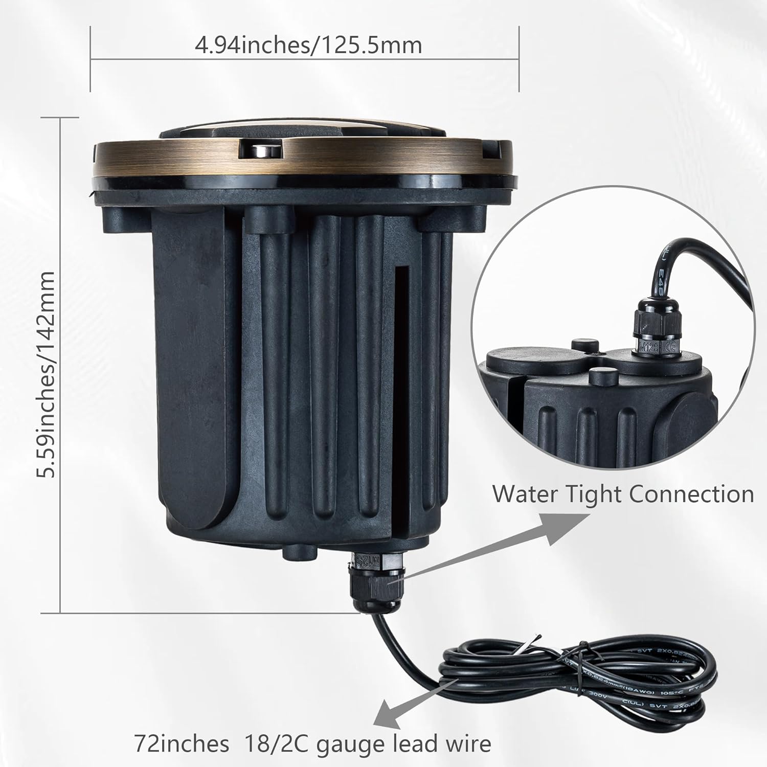 LumStory Brass Well Light Low Voltage Landscape Lighting 12V LED Landscape Lights, Outdoor In-Ground Light with 5W MR16 GU5.3 Bulb 3000K Warm White, for Path, Yard, Deck, Driveway, Garden (Grated Top)