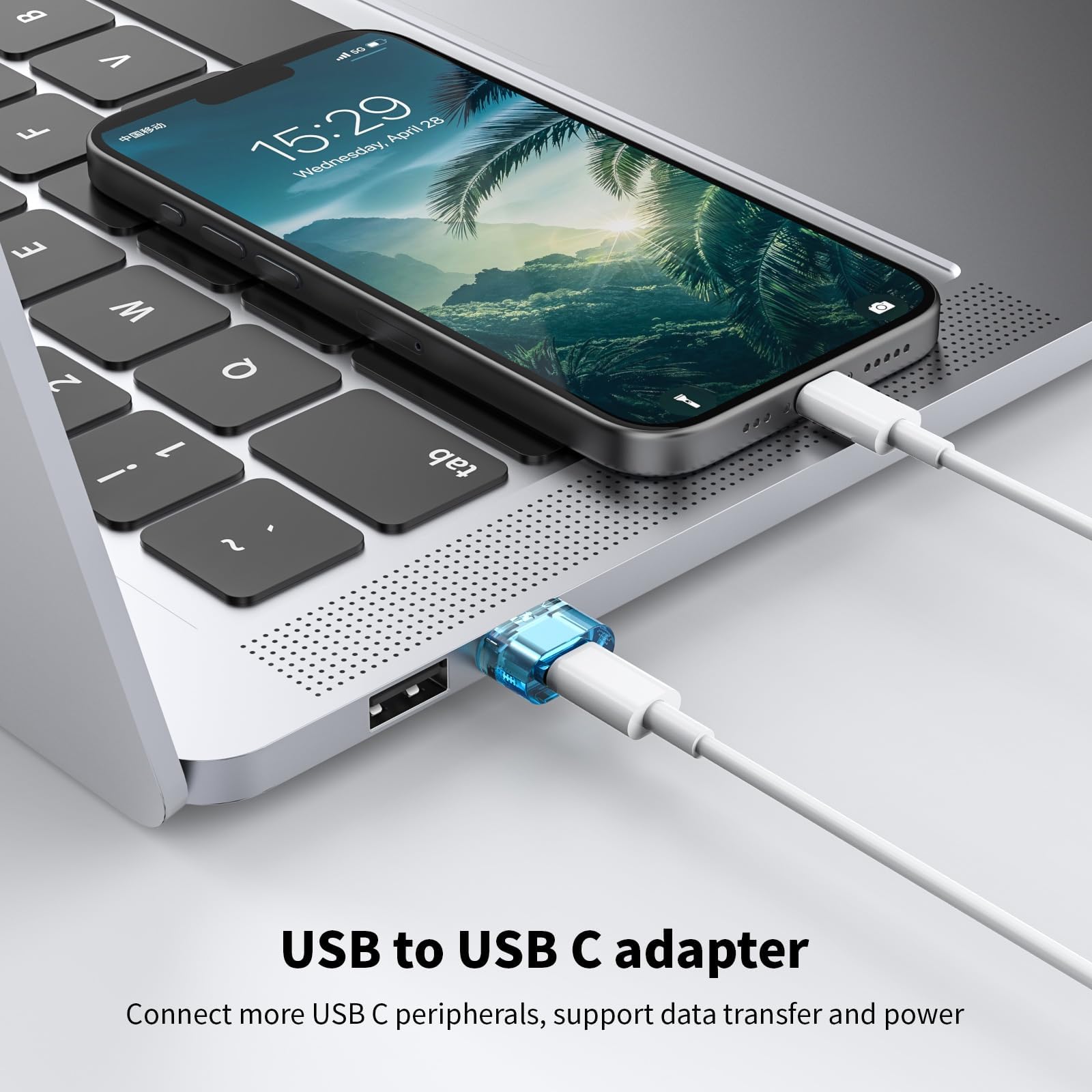 USBA-Stecker auf USB-C-Buchse, Adapter, USB auf C, super schnelles Laden/OTG-Funktion, USB-A auf USB-C-Adapter, kompatibel mit iPhone 15/16/17 Plus Pro Max/iPad Pro Air 4 Mini 6 und anderen Geräten