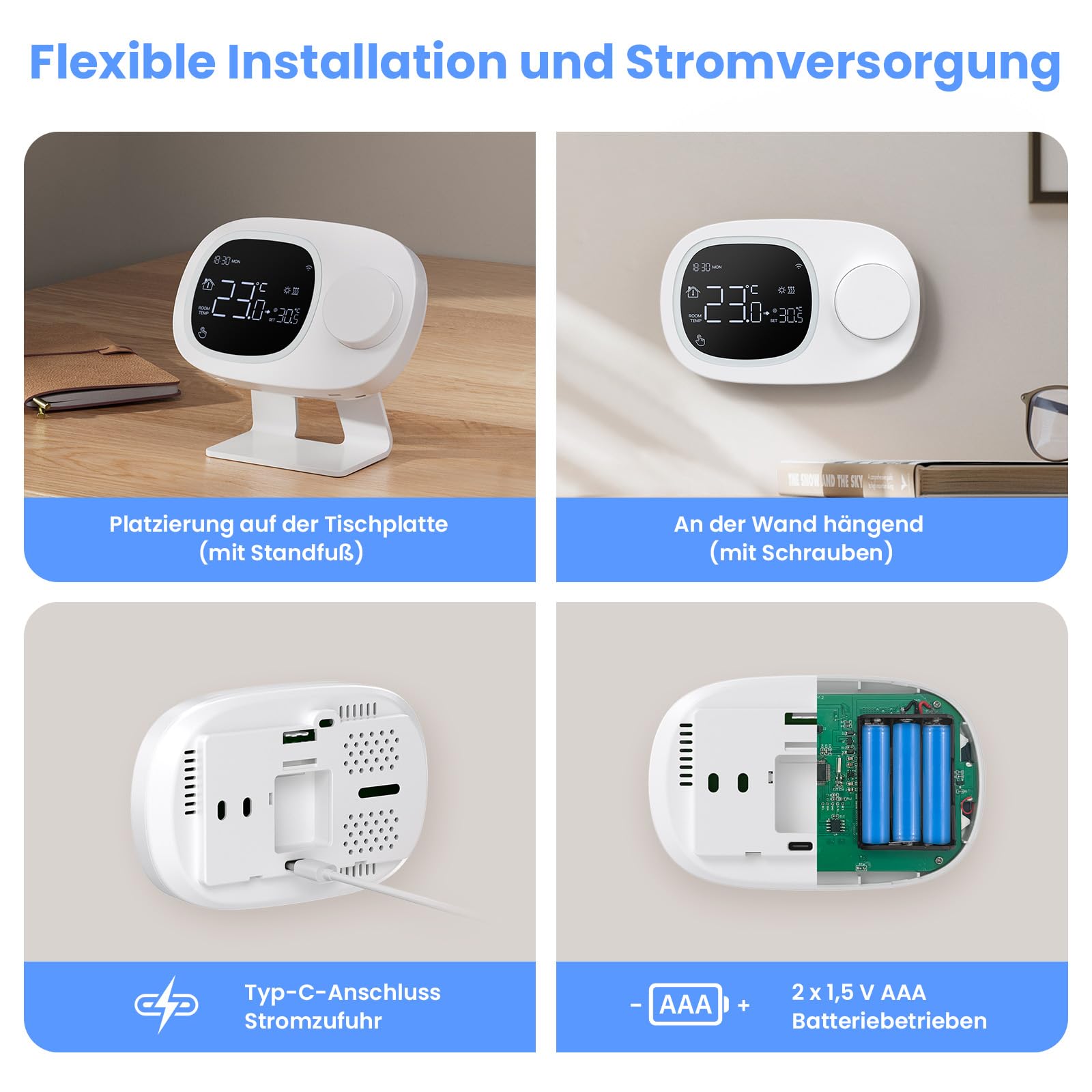 MIUCDA Funk-Raumthermostat mit Empfänger RF Smart Wi-Fi Thermostat Gas Boiler Programmierbarer Heizungsthermostat für Wasserboiler Gasheizkessel mit Alexa Google Home