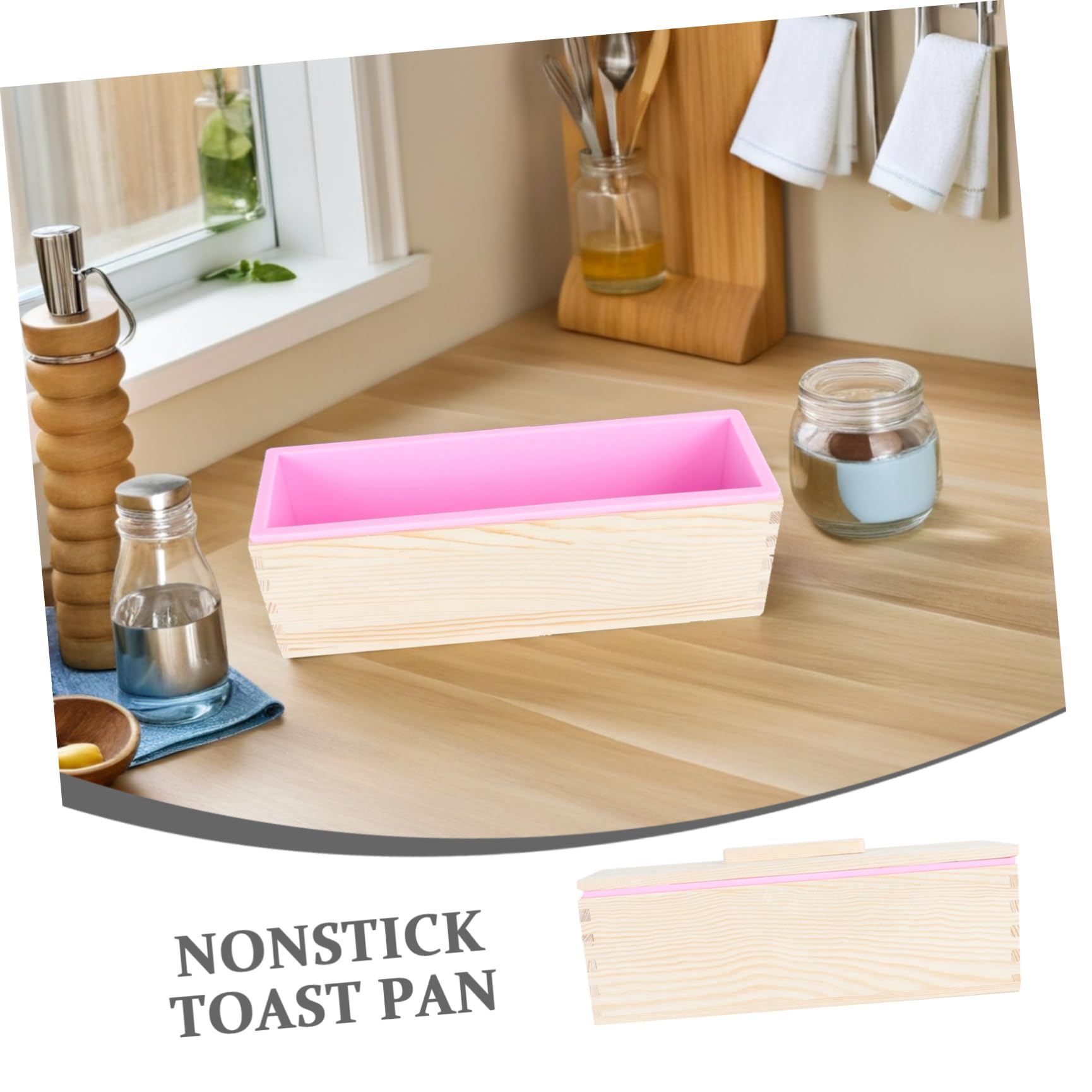 Garneck Kastenform mit Deckel aus Holz und Silikon Antihaftbeschichtete Brotbackform Toastform für Ofen Mehrzweck-kuchenform für Käsekuchen Sandwiches und Seifenherstellung