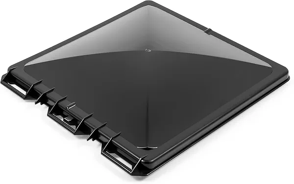 Camco Camper/RV Vent Cover | Features a Reinforced Center Bar & Crafted of Durable Polymer with Galvanized Hardware | Fits 14-Inch x 14-Inch RV Roof Vents (40173)
