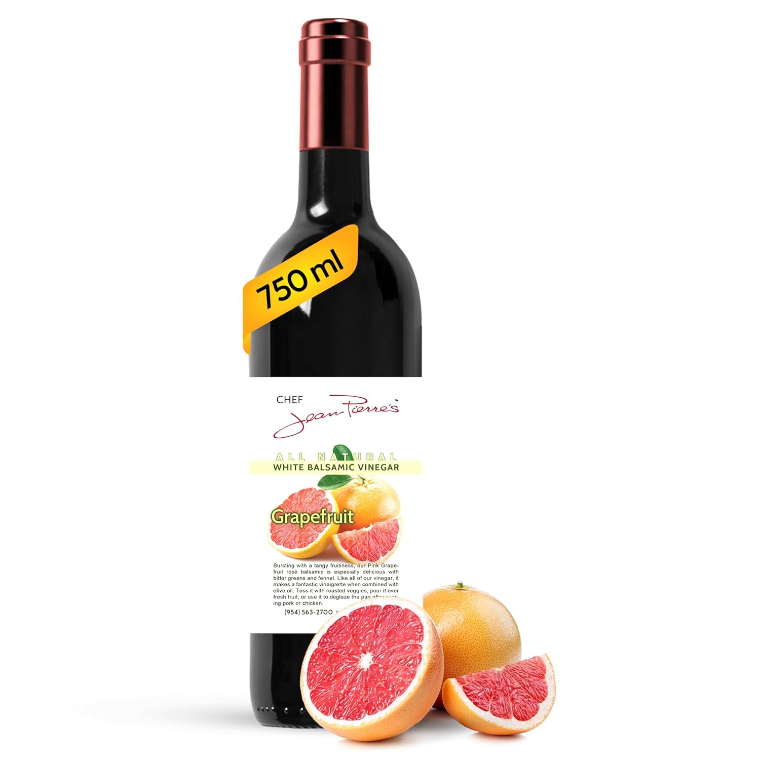 Chef Jean Pierre's Italian Balsamic Vinegar - 750ml (25oz) Rich Grapefruit Flavor, 12-Year Traditional Barrel Aged - Ideal For Enhancing Your Meals