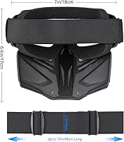 Vista 6 de Casco y máscara de Airsoft, máscara de cara completa con gafas desmontables, casco negro de paintball con soporte NVG y riel lateral, equipo táctico