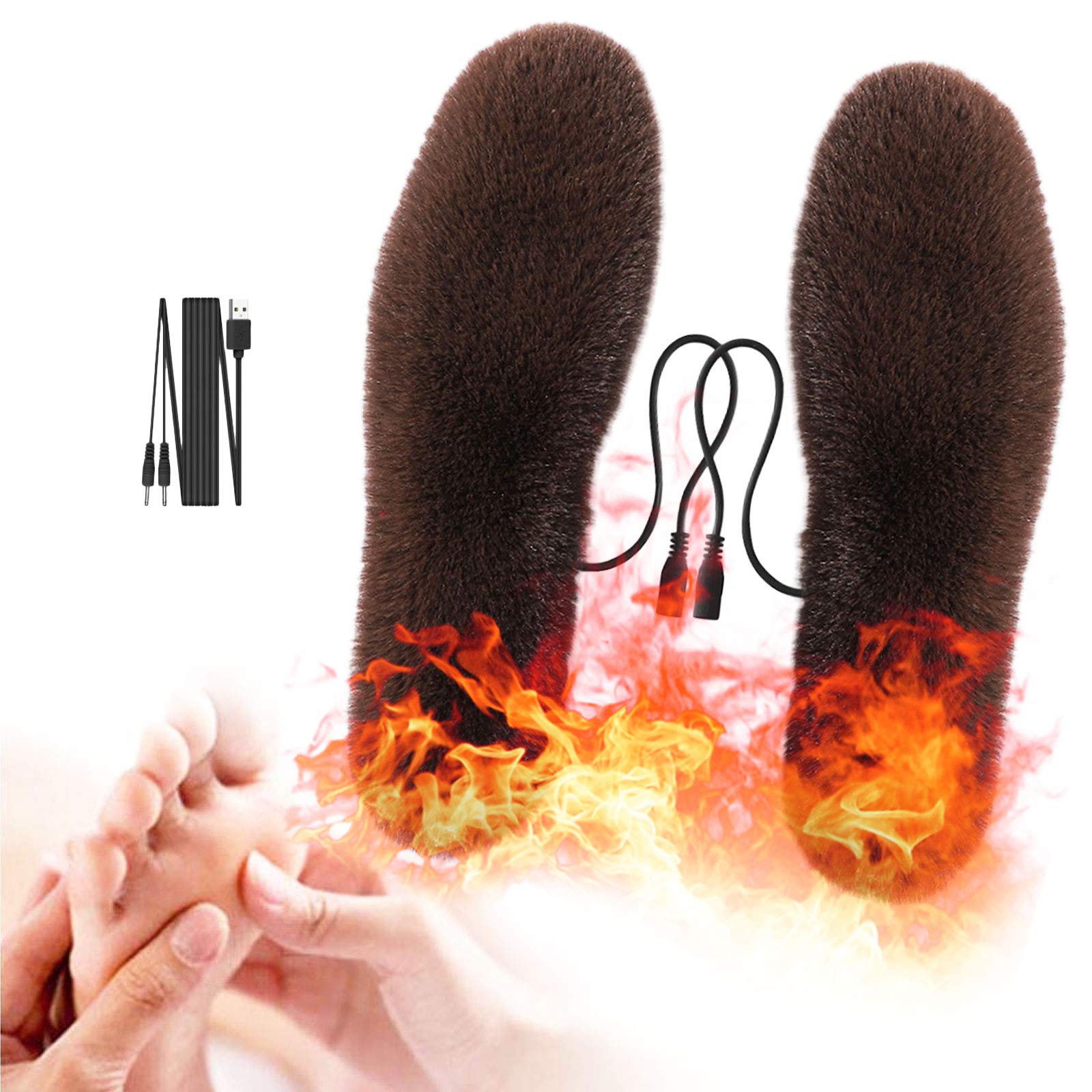Solette Riscaldate, USB Scarpe Scaldino, Scaldapiedi Scarpe Scaldapiedi Neutro Invernali Solette Taglio per Donne e Uomini Caccia Invernale Sci Pesca Escursionismo,36