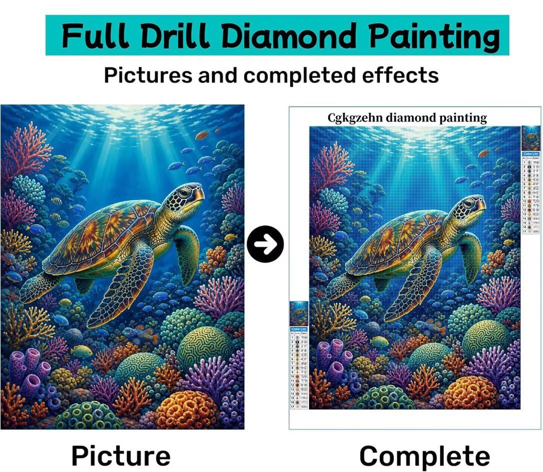 Schildkröte Diamond Painting Viereckige Steine Erwachsene 70x90cm C8-409