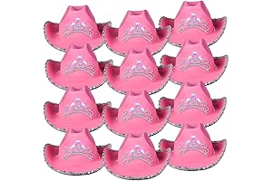 Skeleteen Pink Cowboy Hat with Blinking Tiara for Costume Dress Up and Parties