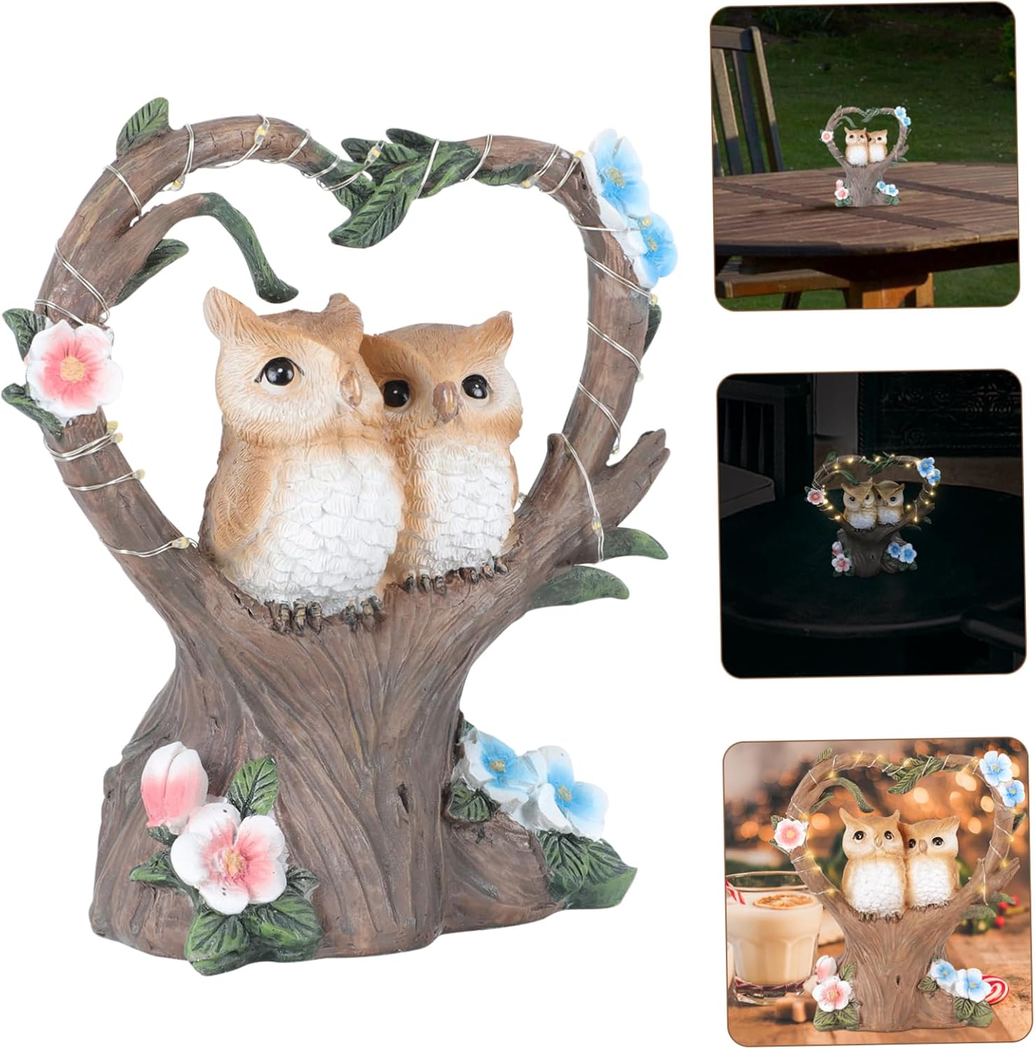 Mipcase 1pc Solar Powered Resin Garden Light Ornament for Outdoor Decoration Creative Couple Design for Lawn Balcony and Solar Lamp Warm Ambiance