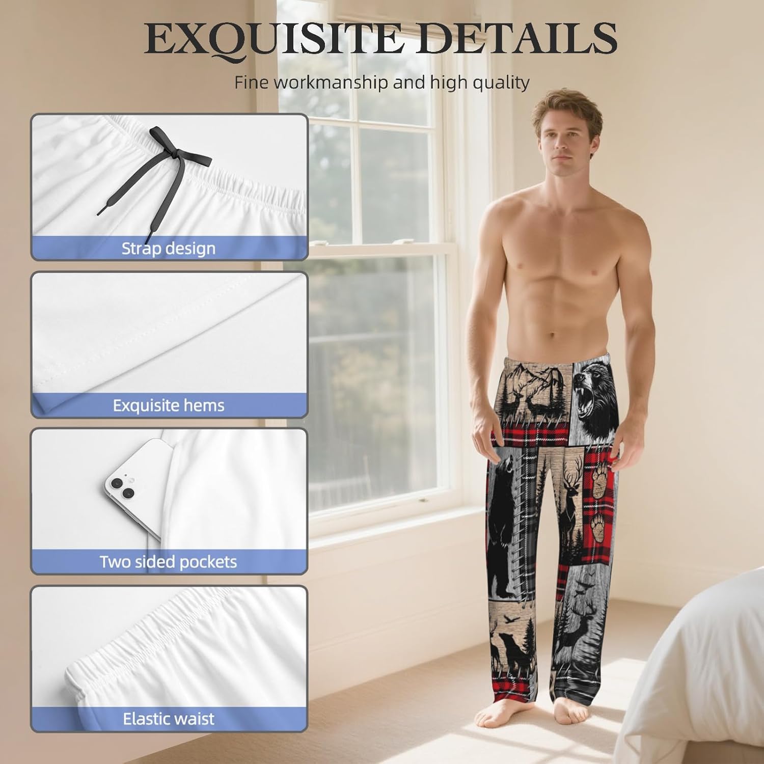 Funny Mens Pajama Pants Lightweight Pjs Bottoms Sleepwear Bottom Pants Comfortable Soft Men's Pajama Bottoms Gift For Men - Image 2