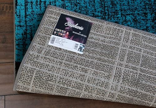 Miniatura 10 de Masada Rugs, Stephanie Collection - Alfombra de área moderna y contemporánea, 1110, turquesa, gris, blanco y negro (5 pies 3 pulgadas x 7 pies 3