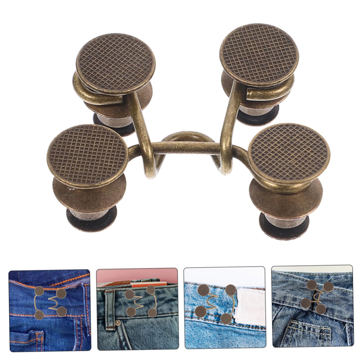 Gadpiparty 5 Set Bottone in Vita Affrettato Pulsante Fibbia Cinch Bottone Dei Jeans Pantaloni Stretti in Vita Pulsanti Strumento Stretto in Vita Pratici Bottoni Jeans Lega 4 Pezzi*5