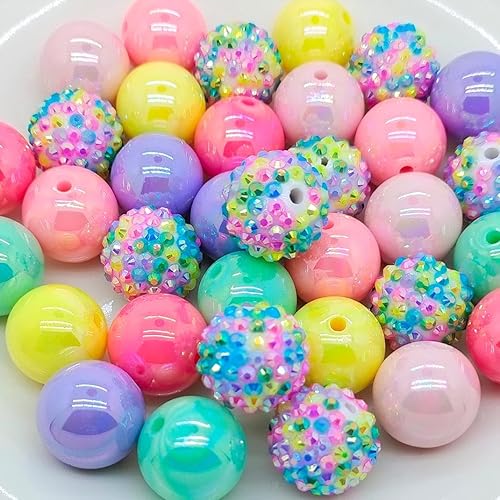 Cuentas de diamantes de imitación de colores redondas espaciadoras para joyería, pulsera, collar, bolígrafo, bolsa, cadena, suministros de