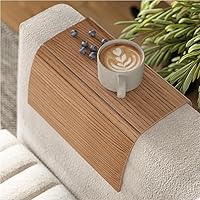 Vista 14 de Bandeja de brazo para sofá, mesa de cama, posavasos de madera, taza de café, reposabrazos plegable, protector de extremo de carrito, plegable