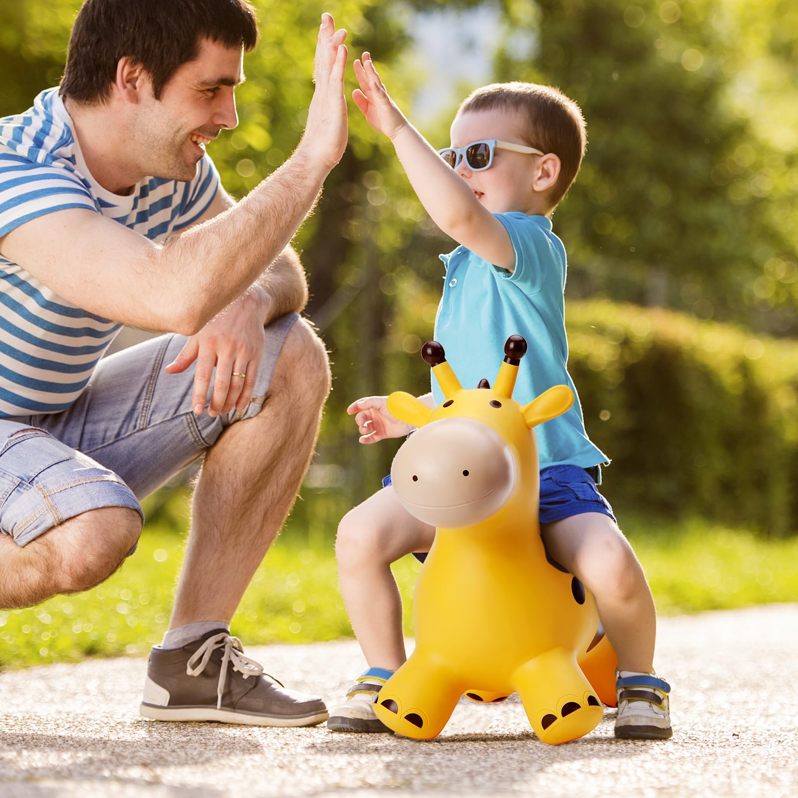 U&C Plant Animal Saltarín Caballo con Bomba Saltador niños Animal de Salto Saltar para niños de 1 a 6 años Bouncy Animal para Bebes & niño pequeño Sin BPA,Jirafa