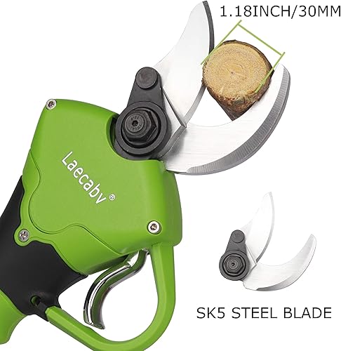 Miniatura 3 de Laecabv Tijeras eléctricas para cortar ramas, batería de iones de litio de 21 V, 1.181 in, inalámbricas, tijeras de podar para jardín, frutales,