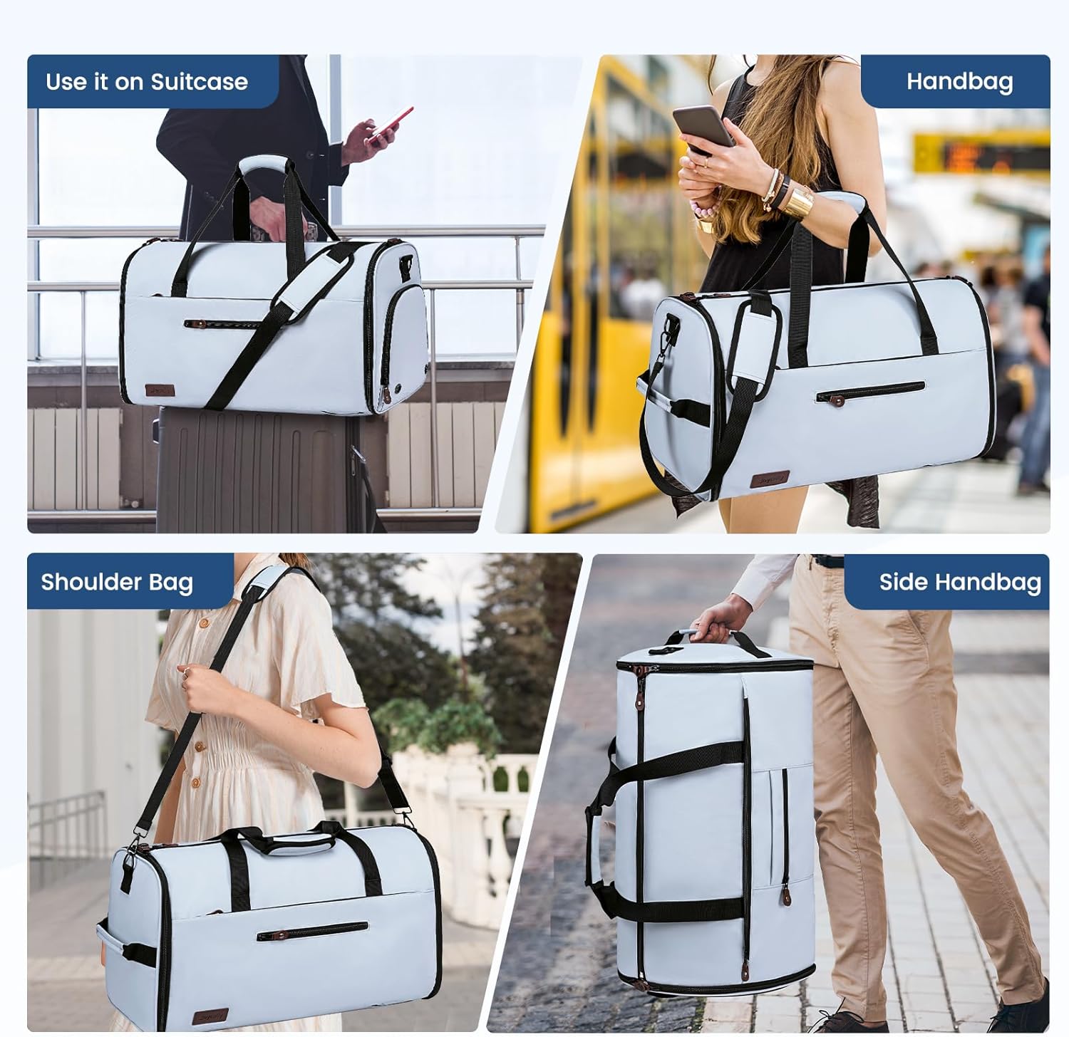 Convertible Garment Bags for Travel, 2 in 1 Garment Duffle Bag for Men Women, Waterproof Carry on Garment Bag with Shoe Compartment and Shoulder Strap, Foldable Travel Suit Bag for Hanging Clothes - Image 7