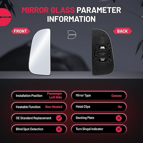 Miniatura 2 de BDFHYK 68067731AA Espejo inferior izquierdo compatible con Dodge Ram 1500 2500 3500 4500 5500 Ram 2010-2018 con soporte de montaje trasero