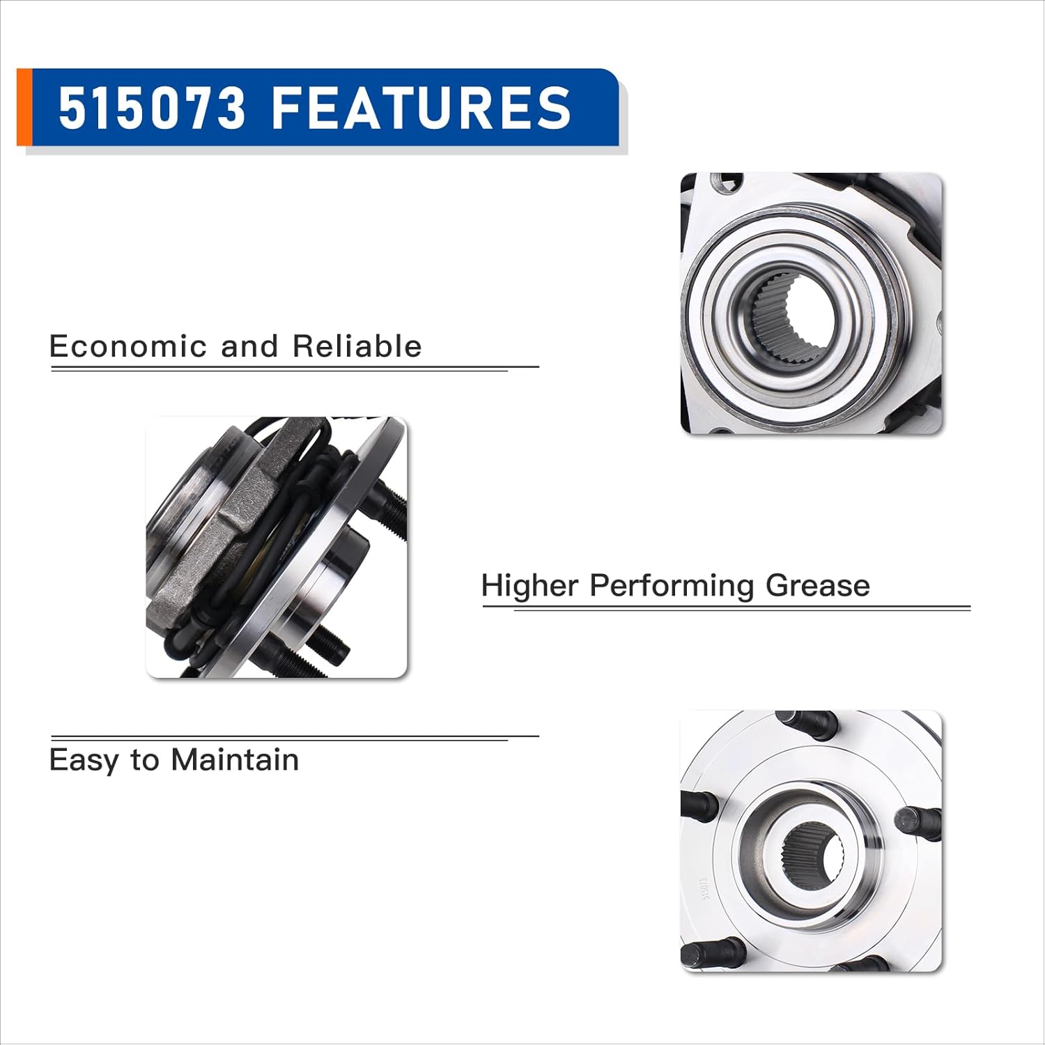 PAROD Pair 515073 Front Wheel Bearing & Hub Assembly Compatible with 2004-2005 Dodge Ram 1500 5Lugs w/ABS