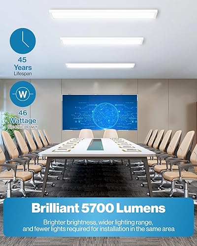 Miniatura 2 de Sunco Lighting Paquete de 6 luces LED de panel plano de 1x4, CCT doble seleccionable 3500K4000K5000K y potencia seleccionable 30W40W46W, 5700LM,
