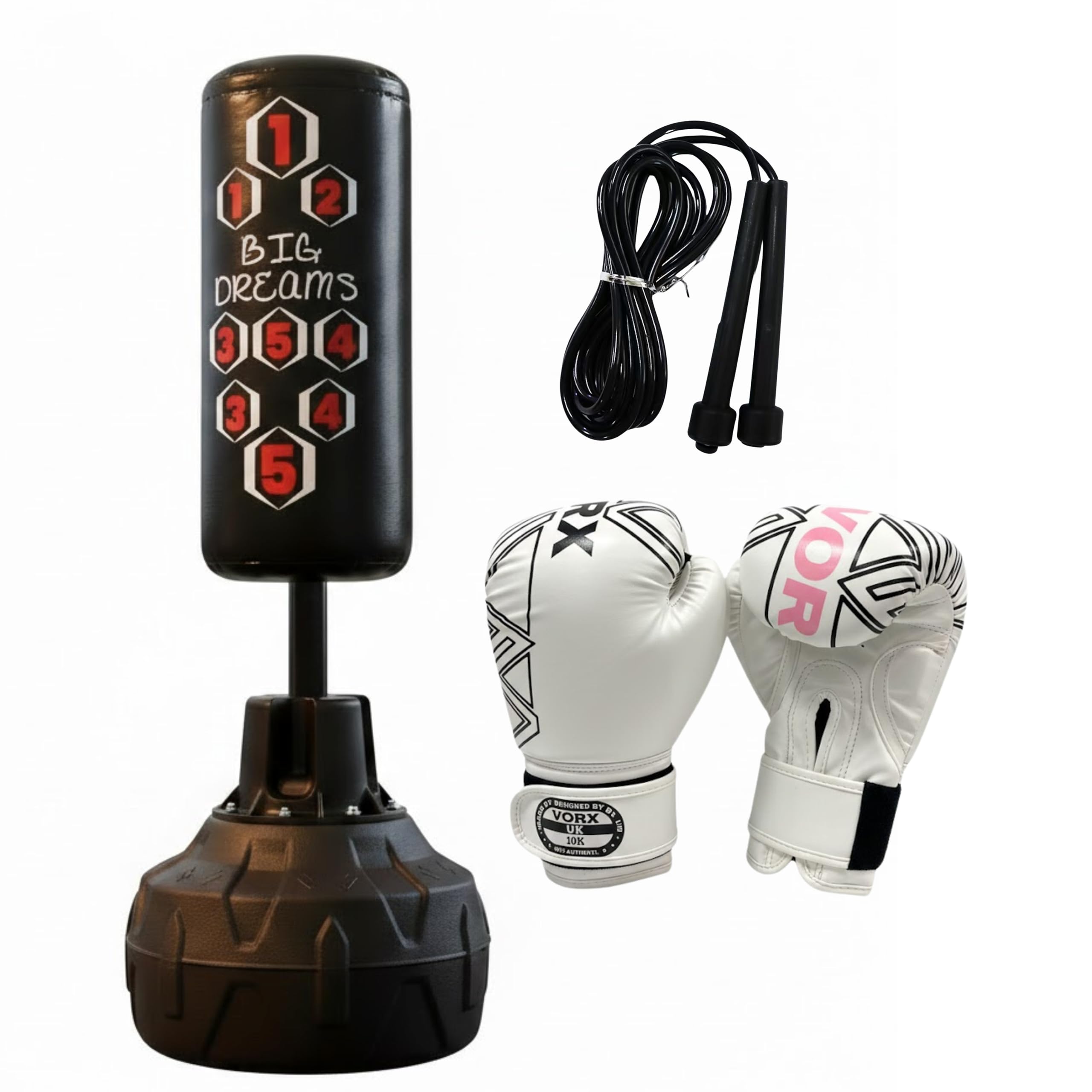 Free Standing Punching Bag with Boxing Gloves – Adjustable Inflatable Boxing Set for Teens/Youth, Reflex Training, Fitness & Stress Relief Equipment