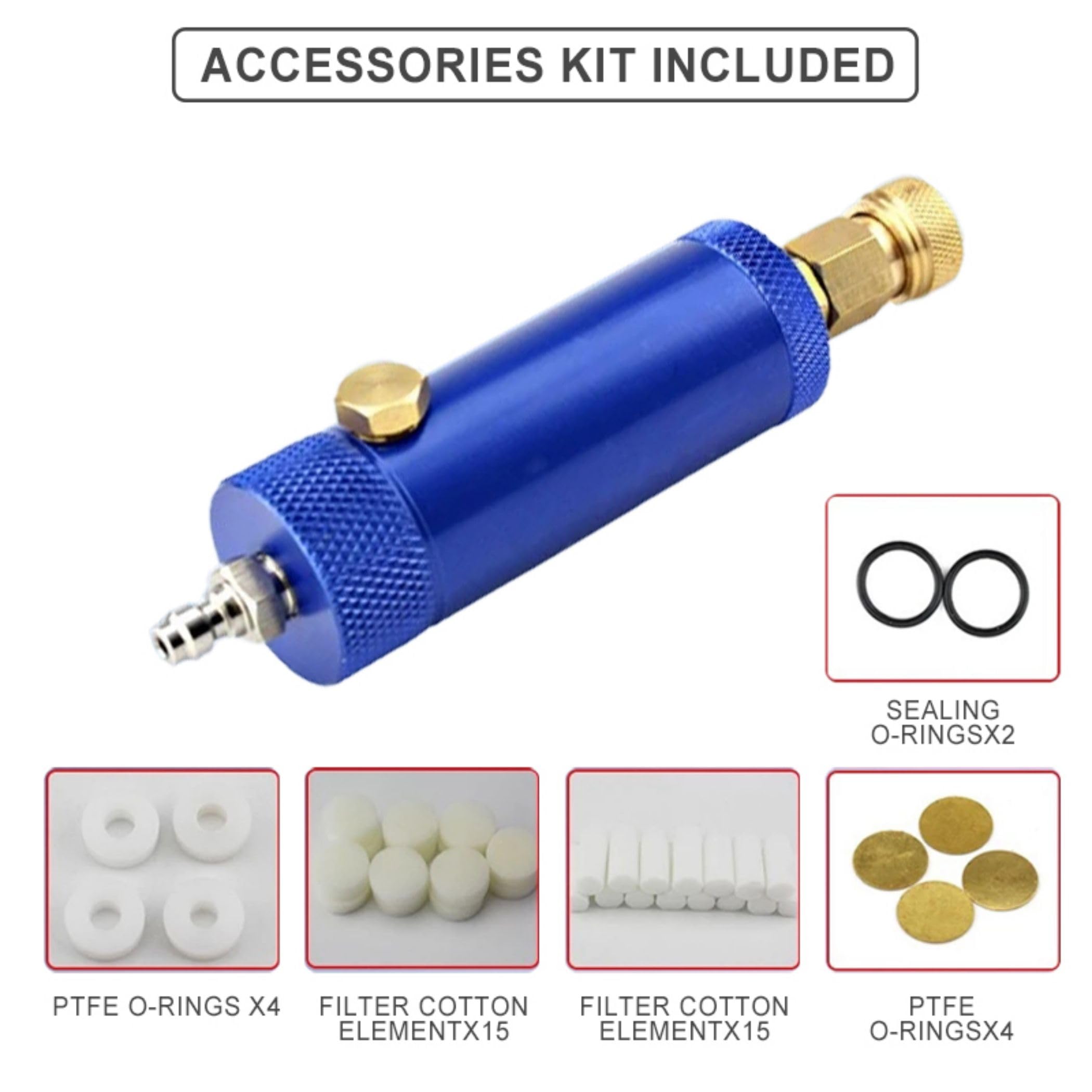 TUXING 4500Psi 300Bar 30Mpa Pompe à main PCP Paintball Filtre Compresseur d'air PCP Séparateur d'eau et d'huile Filtre de plongée Purifier l'air avec tuyau(bleu)