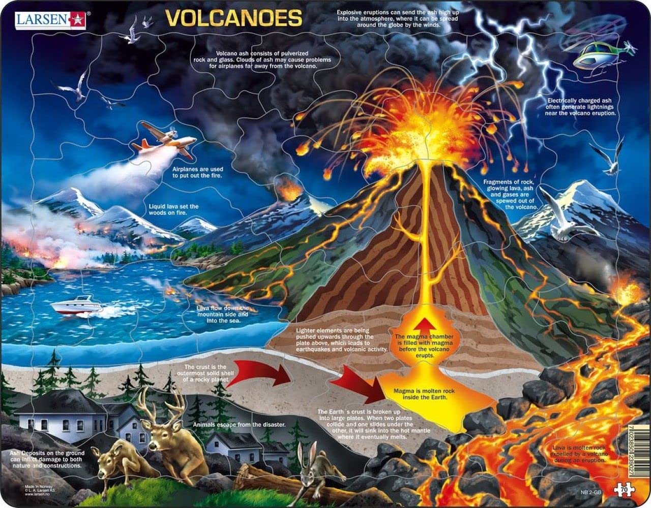 Amazon.com: Larsen Puzzles Volcanoes 70 Piece Children's