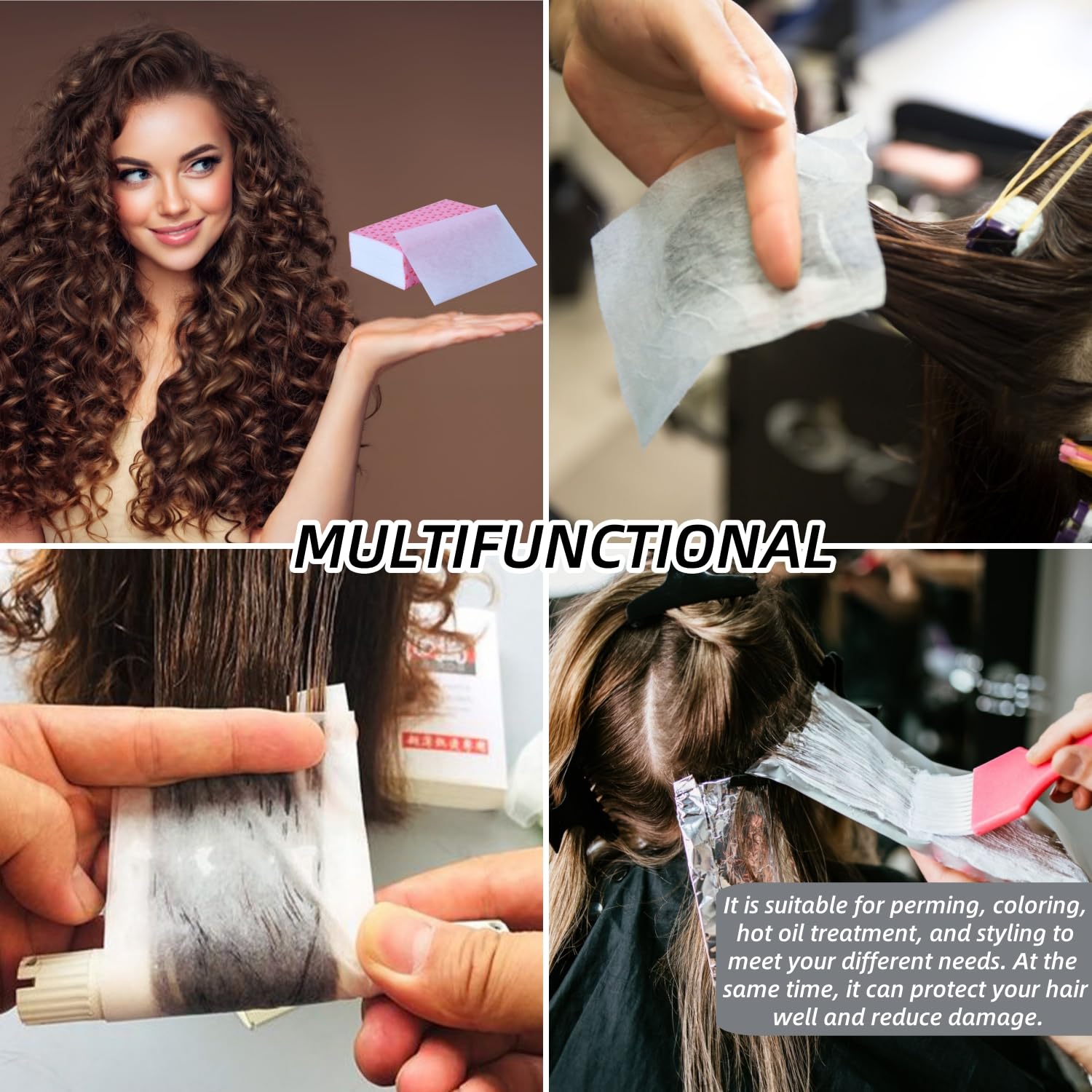 300 Feuilles Cheveux Curling Styling Paper, Papier Permanent pour Cheveux Jetables, Papier Pointe Permanente, Kit Permanente Cheveux, Papier Dentelle, Papier Coiffure pour Salon Coiffure à Domicile