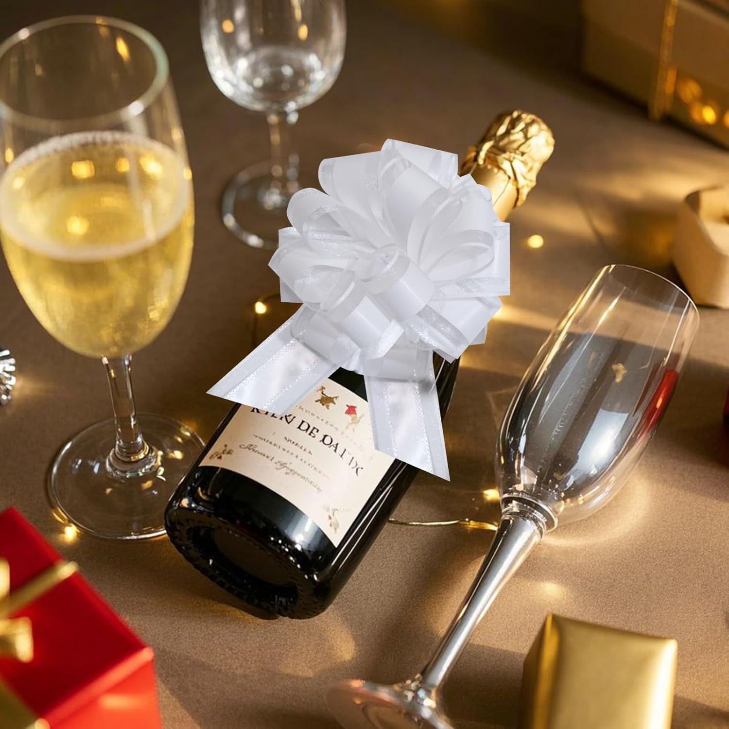 speoit 6 PCS 6 Inch Organza White Pull Bows - Perfect for Gift Wrapping, Wedding Decor, Car Bows, Birthday Parties, Christmas, and Valentine's Day - Image 3